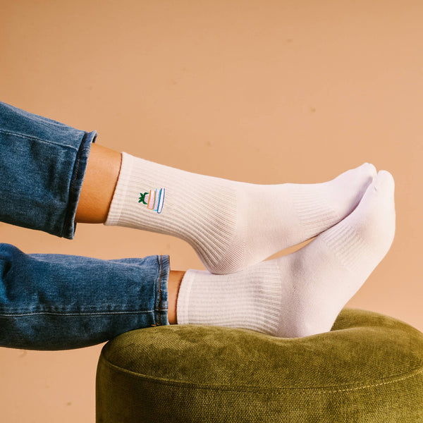 Embroidered Crew Socks–Book Nook