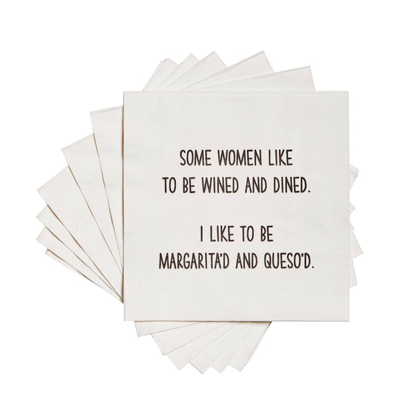 Cocktail Napkins - "Wined & Dined…Margs & Queso" - Wh - 20Pk