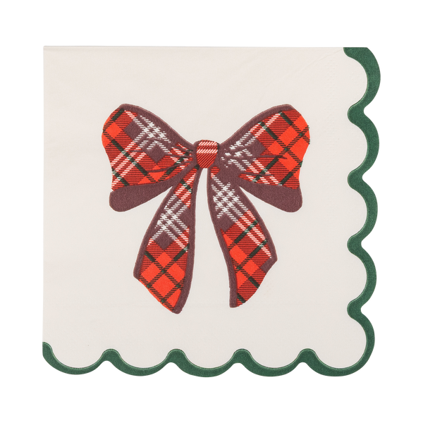 TRM1338 - Plaid Bow Christmas Cocktail Napkins