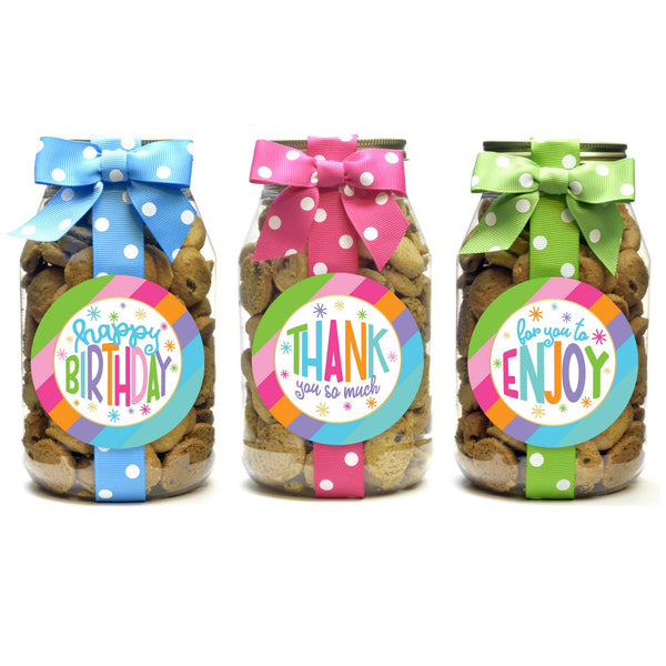Cookie Jars - Bright Stripe Asst - Quart