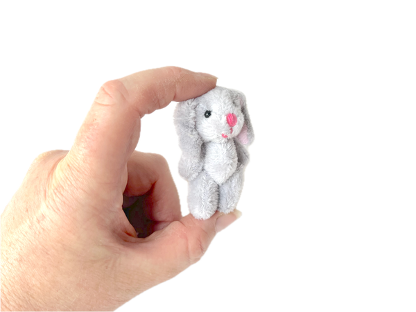 Small Plush Bunny Rabbit Keychain Backpack Zipper Pull (Gray