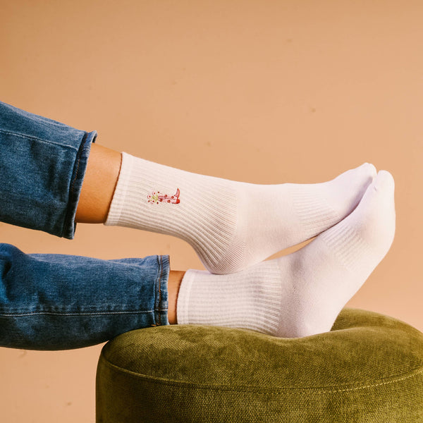 Embroidered Crew Socks-Cowgirl Boot
