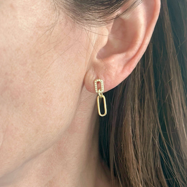 Cz Chain Post Earrings