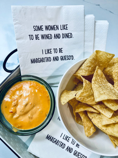 Cocktail Napkins - "Wined & Dined…Margs & Queso" - Wh - 20Pk