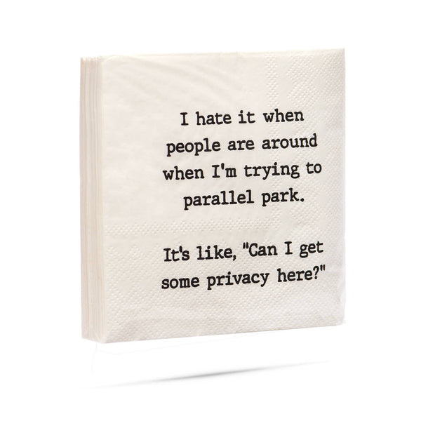 Cocktail Napkins - "Parallel Park…Privacy Here?" - Wh - 20Pk