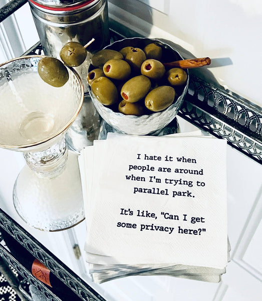 Cocktail Napkins - "Parallel Park…Privacy Here?" - Wh - 20Pk