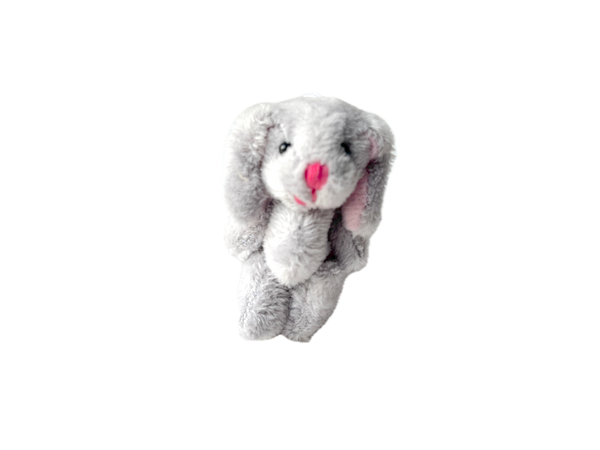 Small Plush Bunny Rabbit Keychain Backpack Zipper Pull (Gray