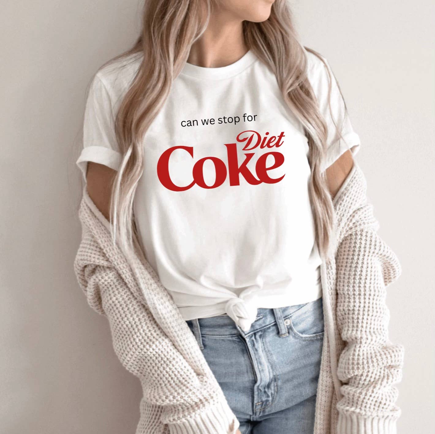 CAN WE STOP FOR DIET COKE - LIGHTWEIGHT CREWNECK T-SHIRT