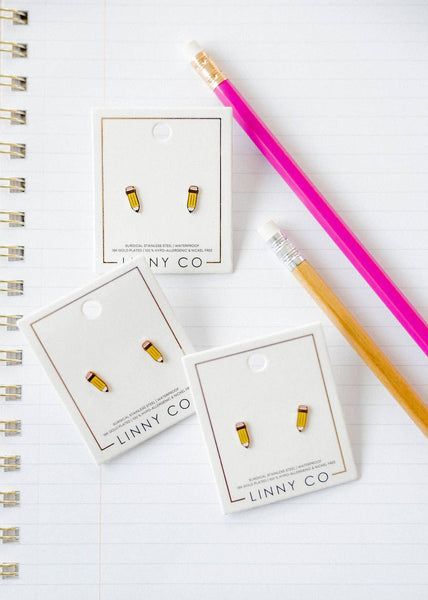 Screwback Stud Earrings - Pencil