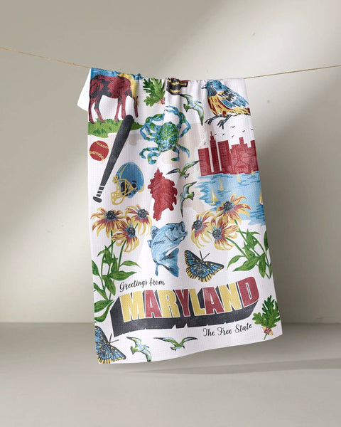 Greetings From Maryland Tea Towel