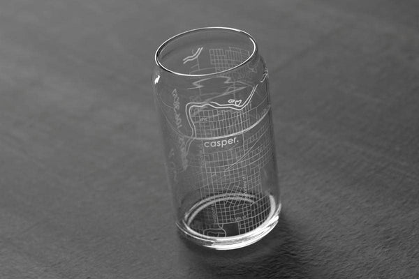 CUSTOM ETCHED - U.S. City / Town Map - Can Glass - 16 oz