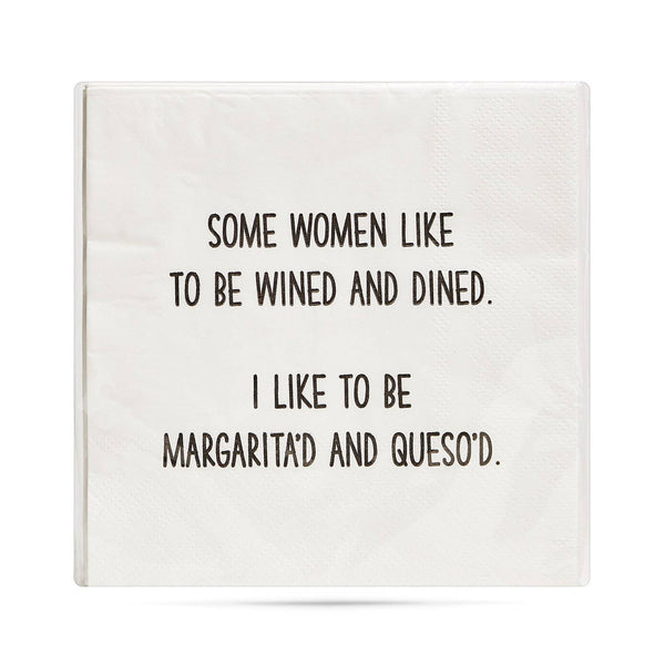 Cocktail Napkins - "Wined & Dined…Margs & Queso" - Wh - 20Pk