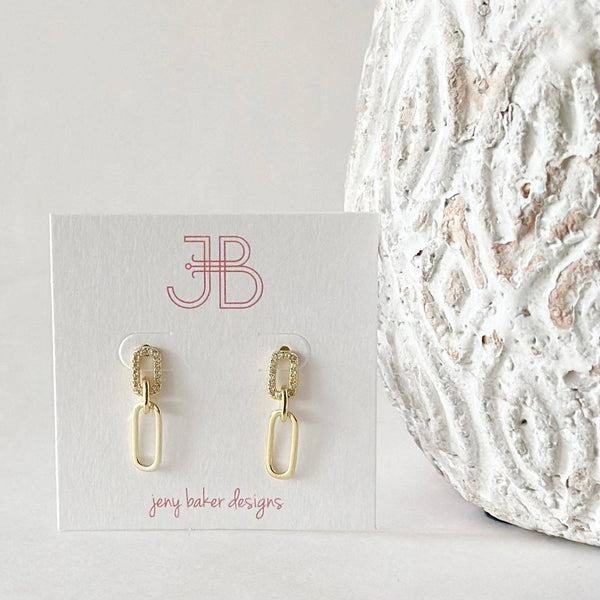 Cz Chain Post Earrings
