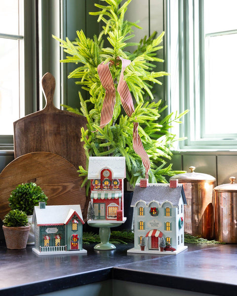 VIL1350 - Red Post Office Light Up Christmas Village House