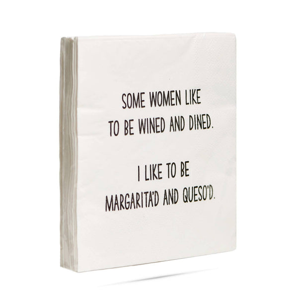 Cocktail Napkins - "Wined & Dined…Margs & Queso" - Wh - 20Pk