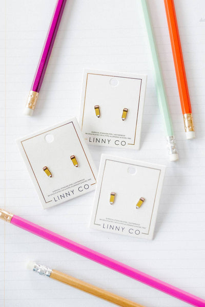 Screwback Stud Earrings - Pencil