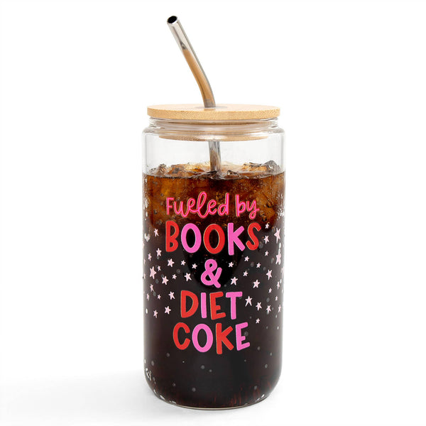 Fueled By Books And Diet Coke Glass Can