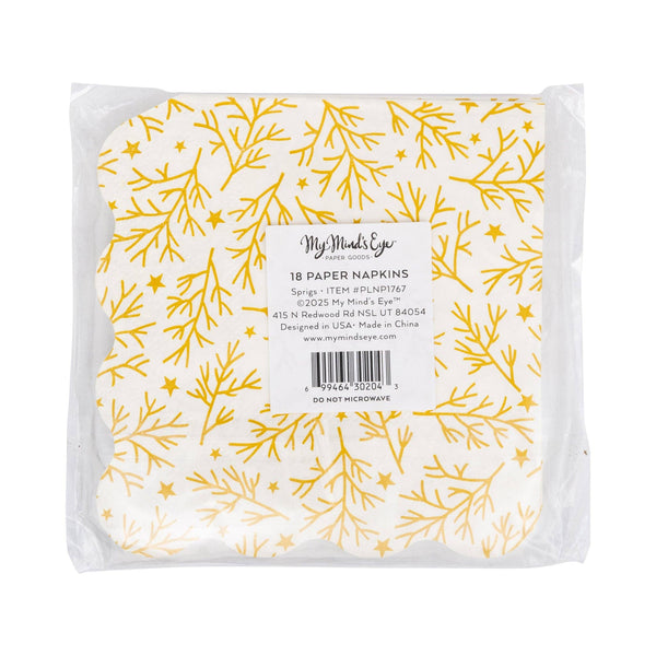 PLNP1767 - Foiled Sprigs and Foliage Cocktail Napkin