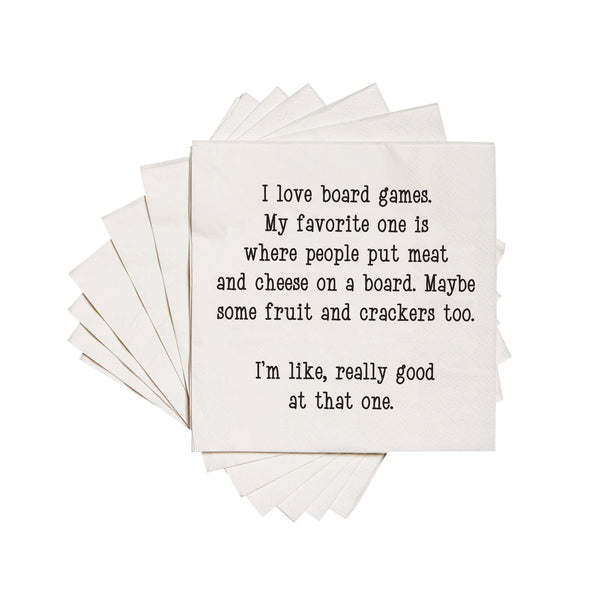 Cocktail Napkins - "I Love Board Games…" - Wh - 20 Pk