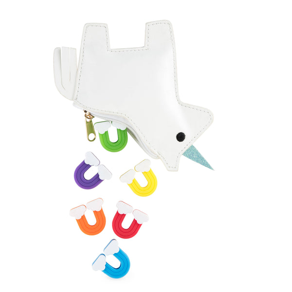 TrueZoo Rainbow Wine Charms w/Unicorn Pouch-Clip Strip of 10