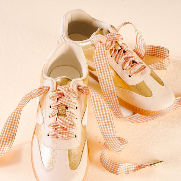 Step It Up Shoelaces-Gingham Tan