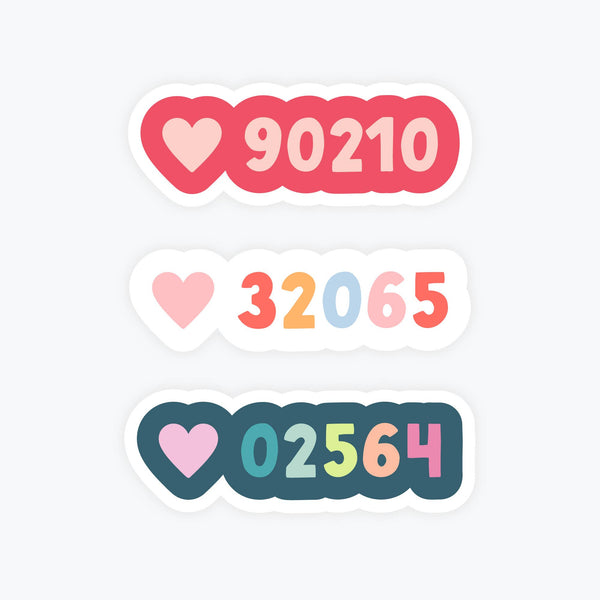 Custom Zip Code Stickers, Tourist Souvenir, Hometown Pride