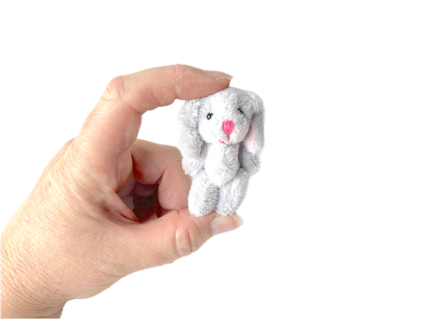 Small Plush Bunny Rabbit Keychain Backpack Zipper Pull (Gray