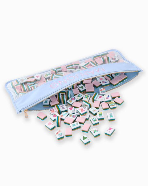 Light Blue Bamboo Mahjong Bag