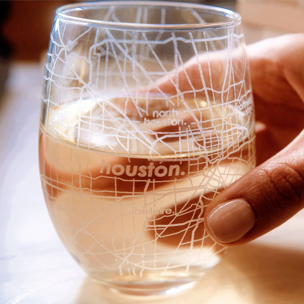 CUSTOM ETCHED - U.S. City / Town Map - Stemless Wine Glass