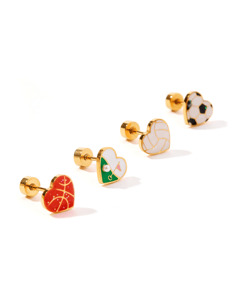Screwback Stud Earrings - Basketball