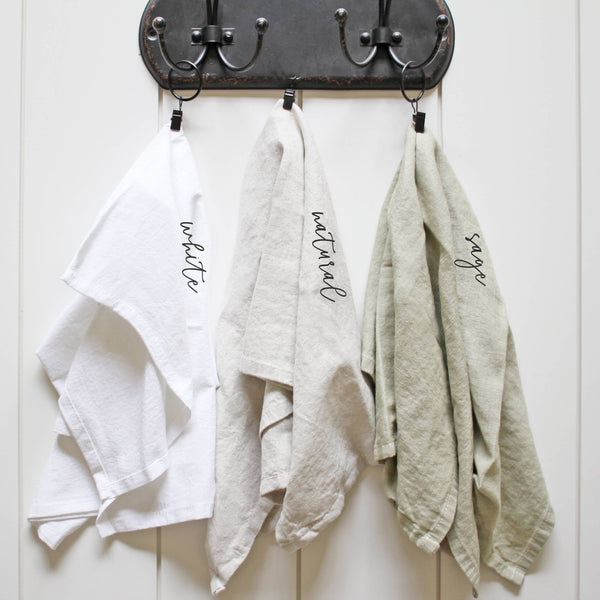 Red Apple Botanical Tea Towel: White • 100% Cotton