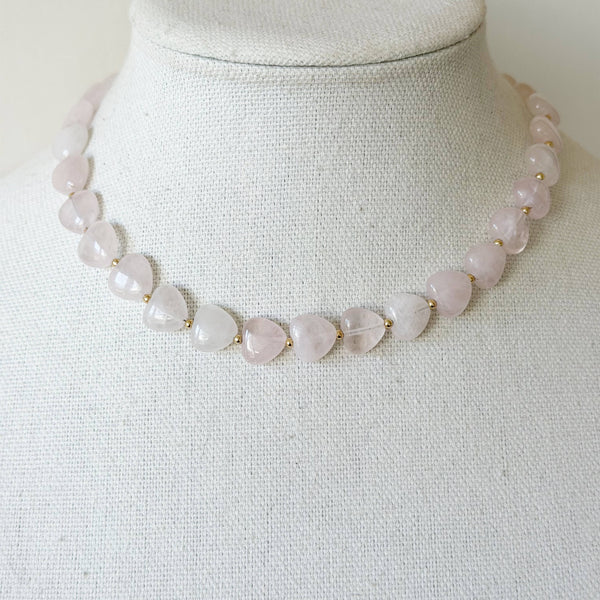 Maizy Heart Necklace, Pale Pink